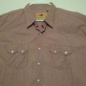 Larry Mahan Western Cowboy Men's Shirt XXL Diamond Pearl Snap Dusty Rose L/S